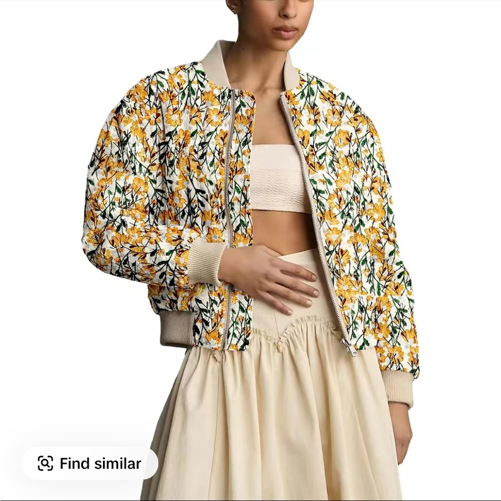 Tanming Floral Print Bomber Jacket